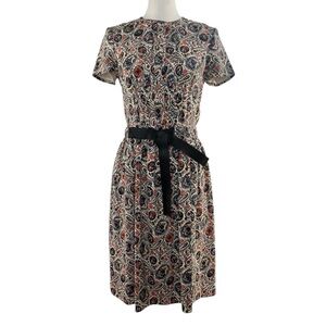 Louis Vuitton Navy Blue, Red, and Cream Floral Dress Size 36